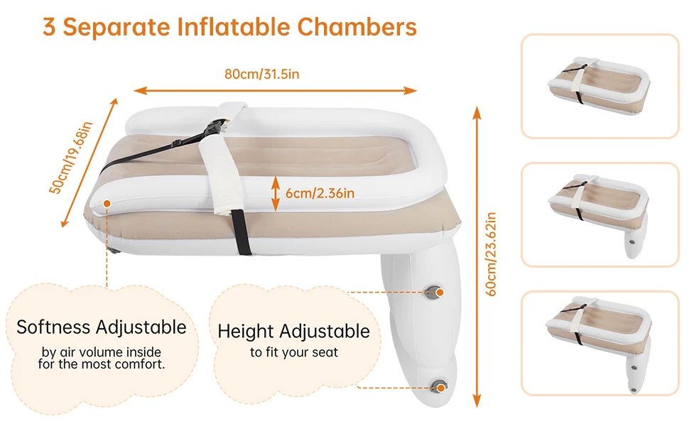 Factory OEM Inflatable Airplane Bed for Kids Portable Toddlers Blow up Bed for Travel Baby Mattress with Hand Pump