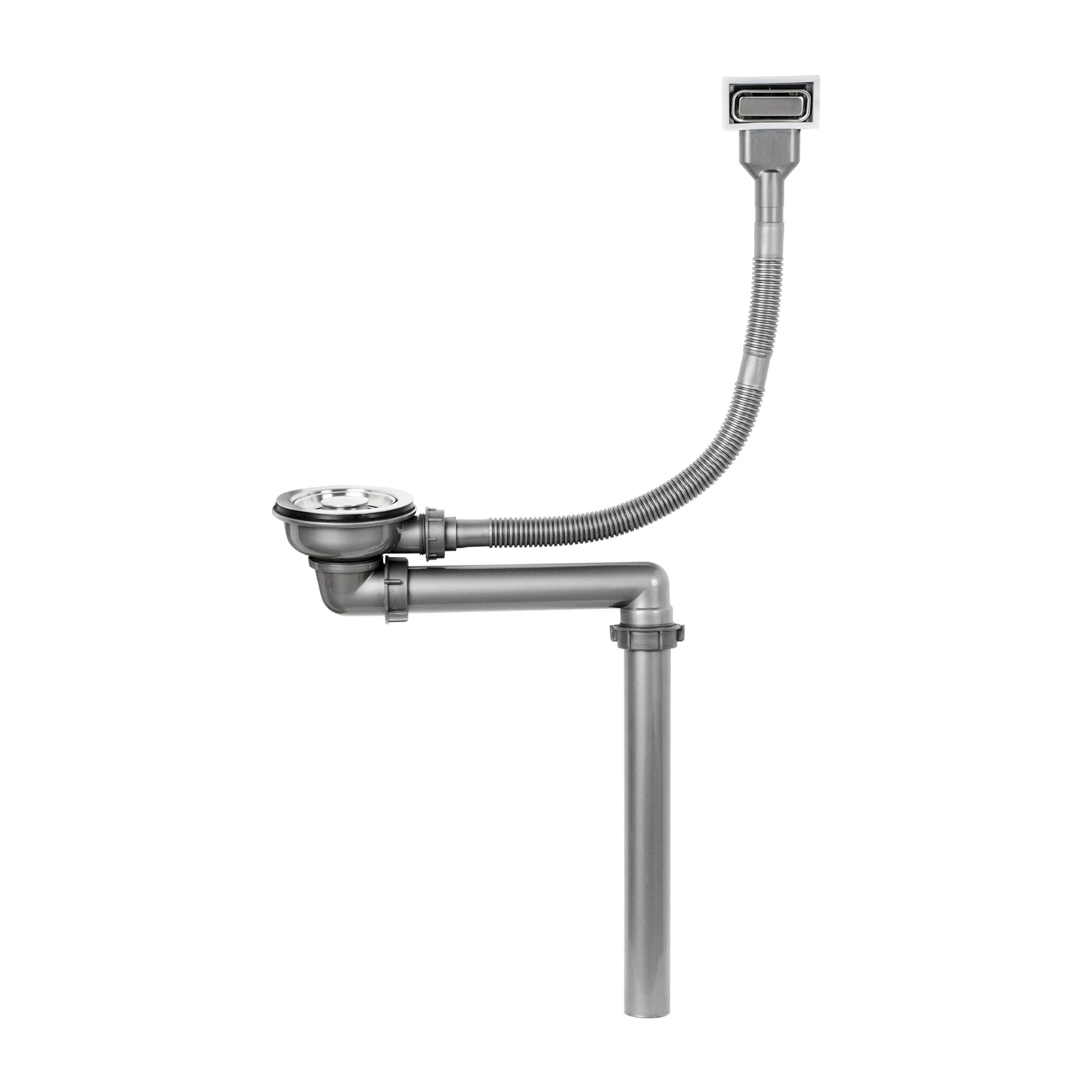 Strainer Assembly Kitchen Sink Drain in Stainless Steel With Plumbing Full Set