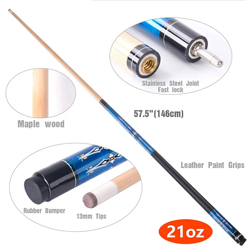 Бильярдный наконечник кия соединение из нержавеющей стали бильярдный палка 146 см клена с кожаной краской ручки TP-C4806 синего цвета