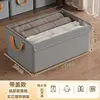 Caja de almacenamiento con tapa, estructura de acero catiónico gris.