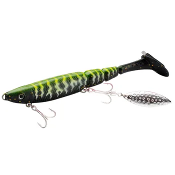 Cheery AGS628/1 130mm 34.6g 6-Color 3D PVC T-Tail Swimming Rattle Ball Soft Bait with Hooks for Freshwater/Saltwater Fishing – Soft Lure – view 2
