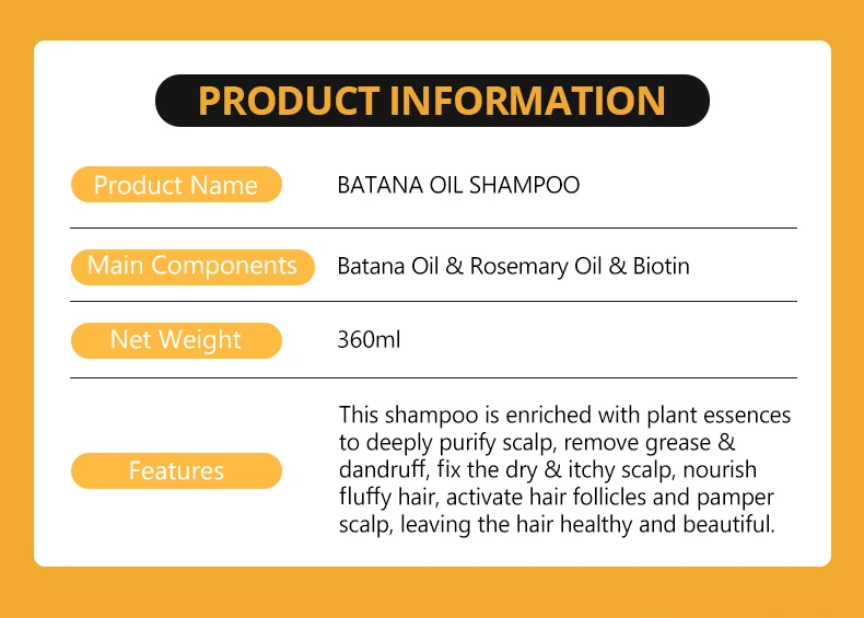Natural Batana Oil Shampoo Biotin Hair Grease Scalp Cleaning Shampoo Nourishing Healthy Hair Products