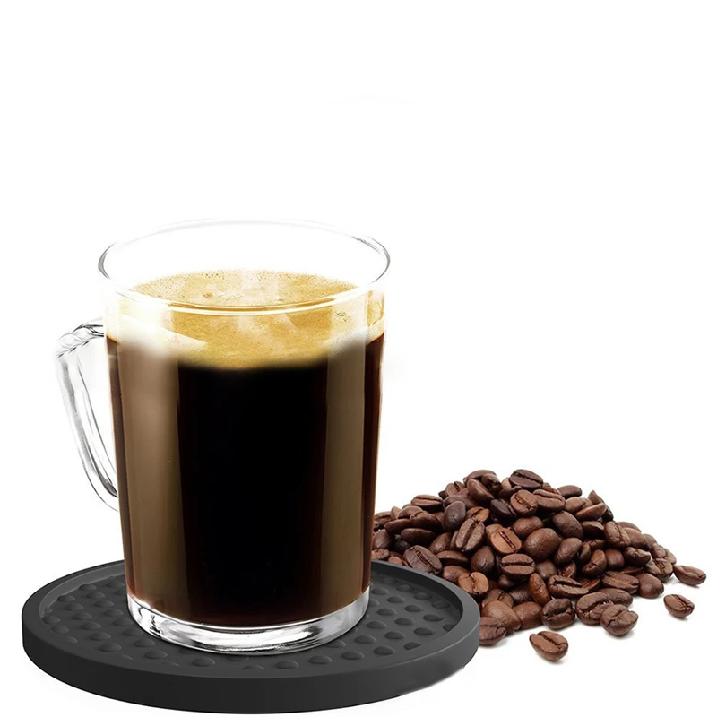 oem customized black silicone drinking coaster set round nonslip