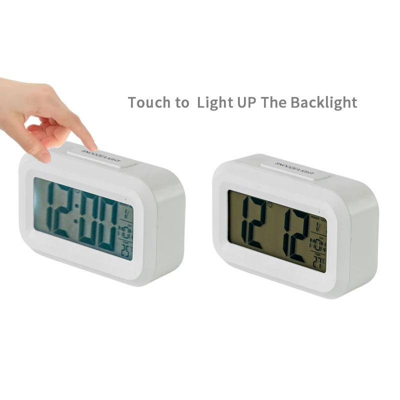 Electronic LED Clock White Timer Calendar Multi-function Small Size Digital Alarm Clock