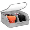 Caja para sombreros grande con compartimentos y ventana gris cielo