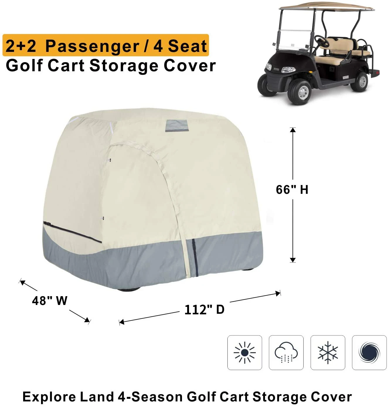 Hot Sales Black Golf Cart Bag Cover 600d Waterproof Golf Cart Cover