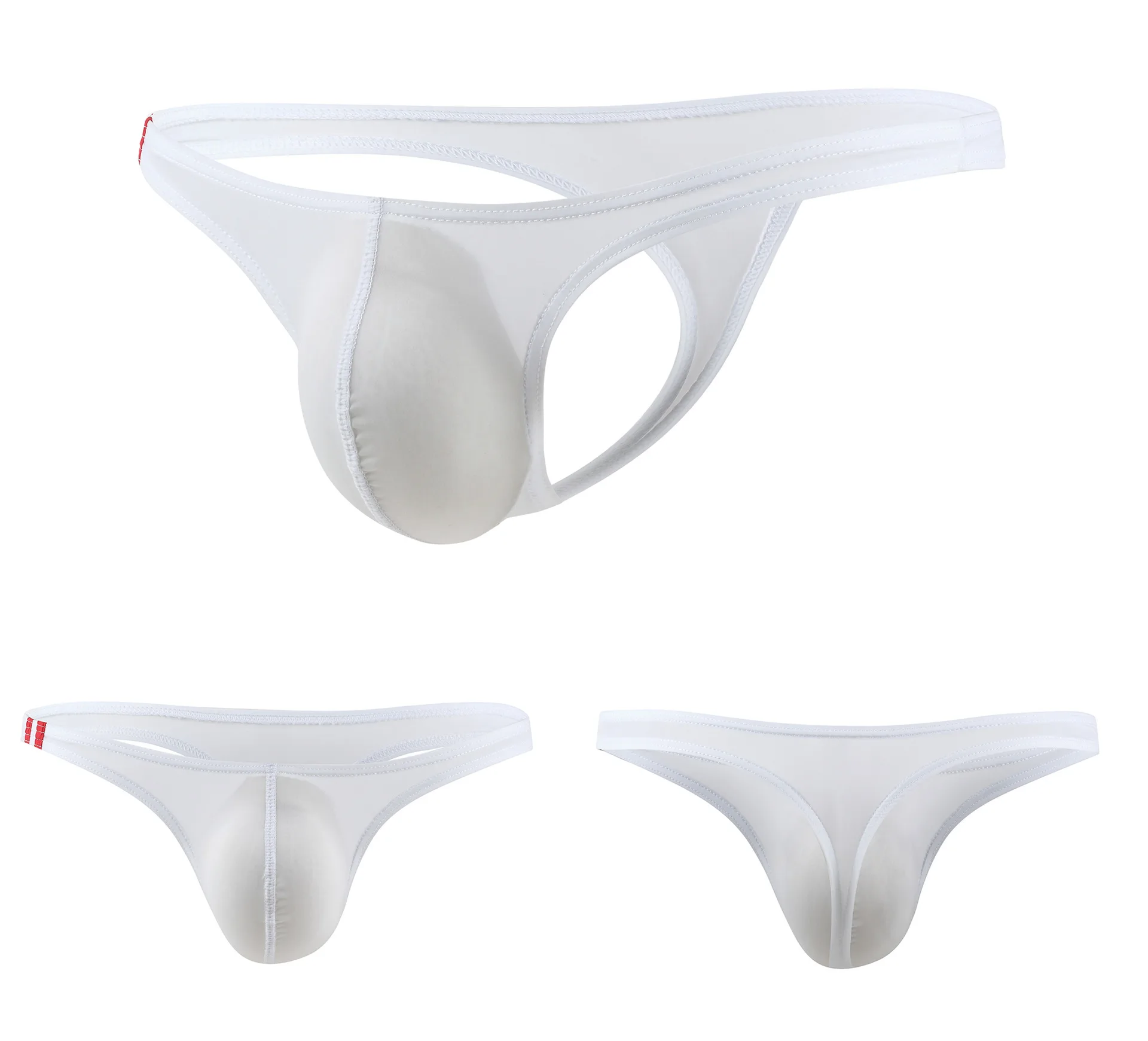 Men's Ice Silk Underwear Thong: Low Waist, Bulge Pouch Design