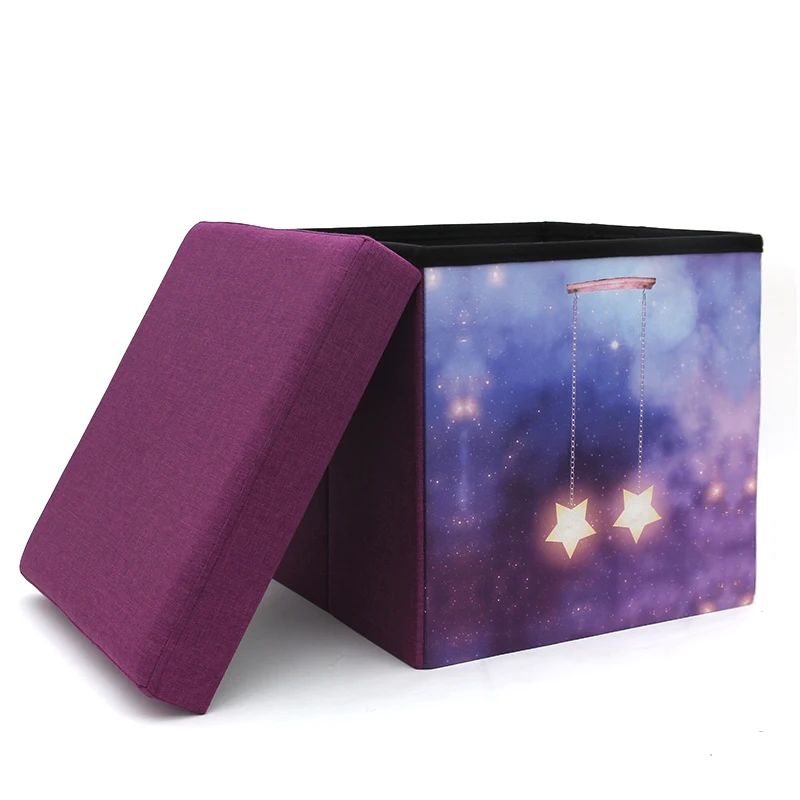 Custom Living Room Furniture Wholesale Folding Stool Ottoman Foot Stool Colorful Storage Box Designer Fabric Modern Home Storage