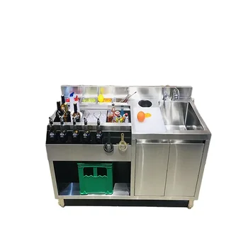 Restaurant Stainless Steel Bubble Tea Work Station Bar Cocktail Station Counter With  Refrigeration