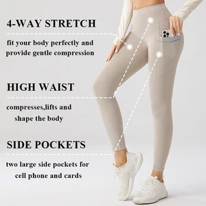 2026 Fitness Leggings Gym Workout Pants Active Wear High Waisted Breathable Custom Logo Yoga Leggings With Pocket