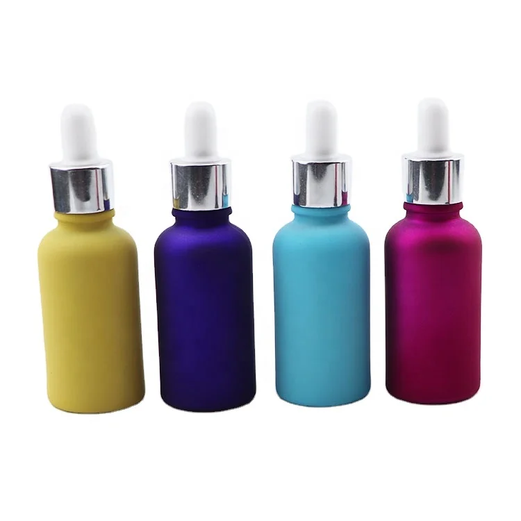 1 oz 2oz 4oz color glass dropper bottles for oil in stock tincture oil packing bottle with gold and silver lid