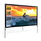 Portable Outdoor Video Projector Screen with Stand 77 Inch PVC Fabric For TV Movie Screen Home Cinema Tent Style Fast Fold