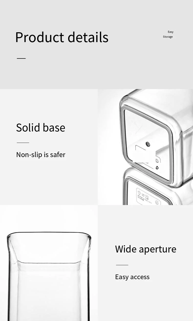 Square transparent sealed tank with scale food storage box Kitchen plastic grain storage tank storage tank factory