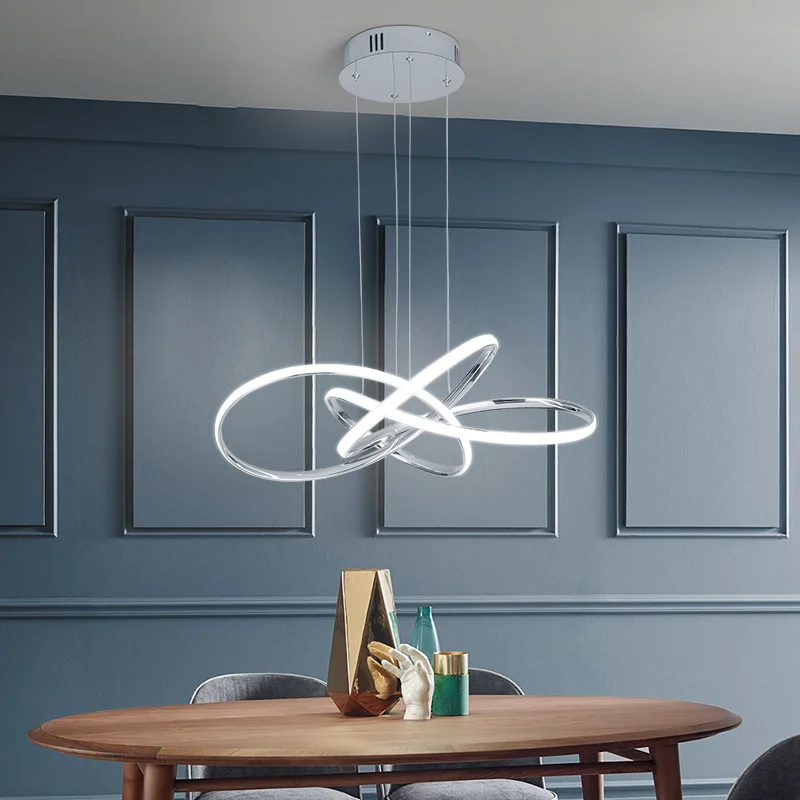 Simple Design Adjustable Lighting Hanging Rings Kitchen Island Indoor 166W Led Chandelier Pendant Lamp