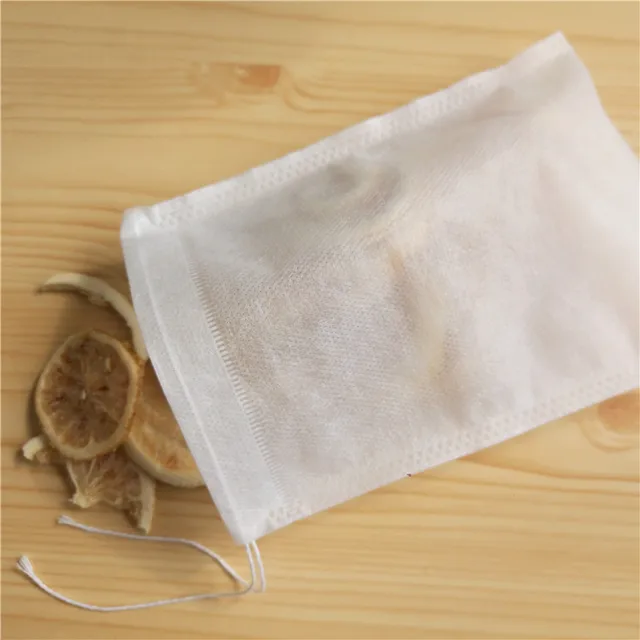 Unbleached 12*14CM Drawstring Bag Disposable Tea Bag Filter Paper Halogen Material for Loose Tea Spice Beverages Coffee Juice
