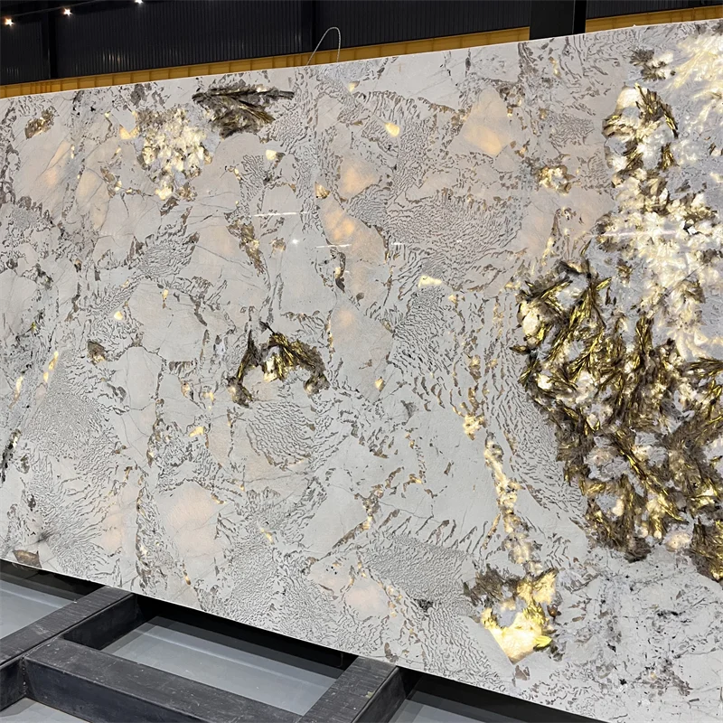 Hoogwaardige luxe doorlichtbare Alpinus White-granieten plaat voor keukenaanrechtbladen voor projecten