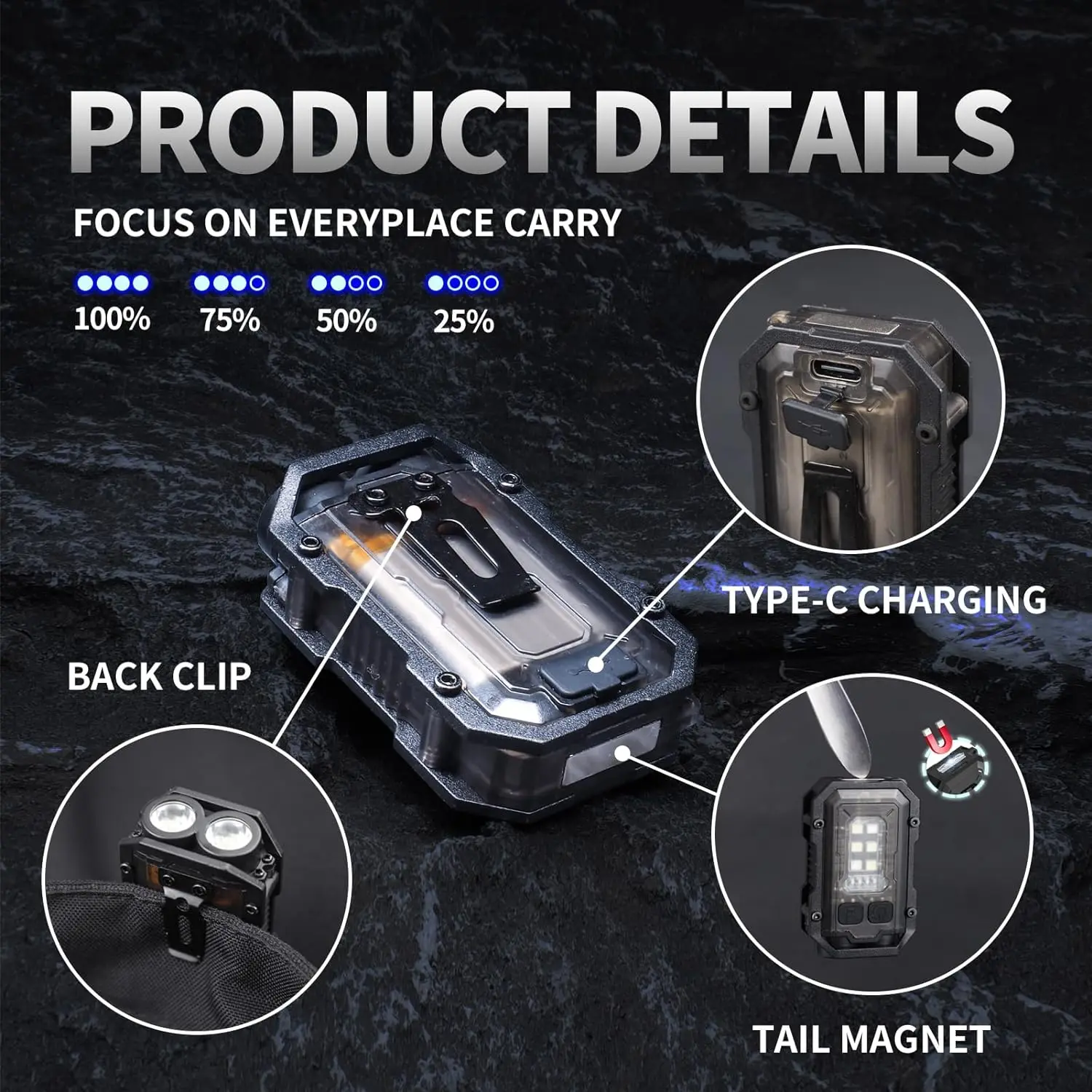 Multifunctional 10W Rechargeable Keychain Light Portable COB LED Torch Mini Camping Flashlight with Magnet Opener
