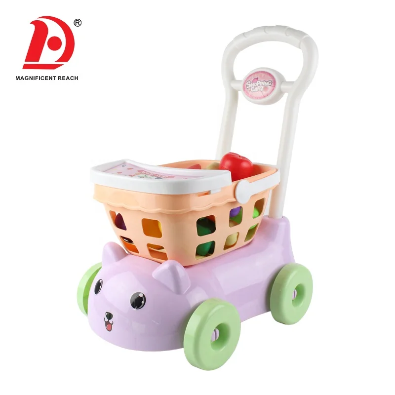 
 HUADA 2019 девочки ролевые игры Пластиковые Мультяшные тележки детские игрушки продуктовые тележки с фруктами  