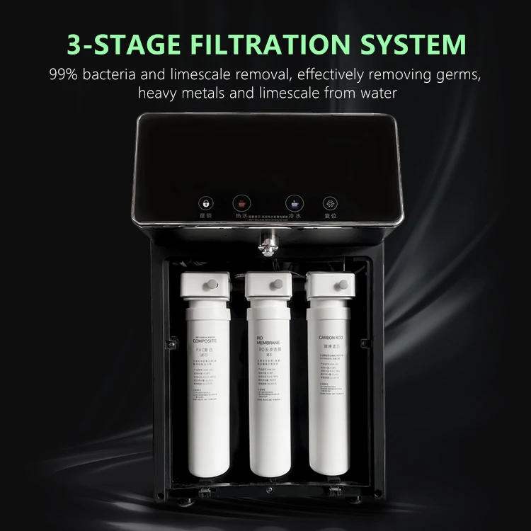 3-Stage Countertop Water Dispenser for Office UV Lamp Tankless Purifier Plastic Housing Easy Desktop Installation Household Use