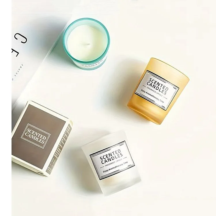 Straight Sided Empty Luxury Custom Colorful Candle Jars with Lid and Boxes Packaging Glass Jars with Lids for Candles