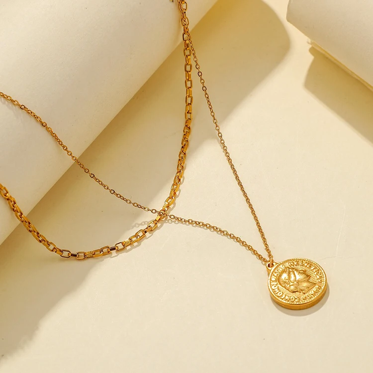 Custom Coin Pendant Gold Plated Women 