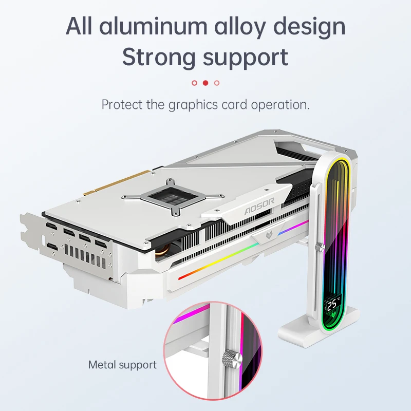 Latest COOLMOON Gaming Computer  GPU Holder  Vertical ARGB Infinity Lens Graphics Card Support Temperature Display GPU Riser