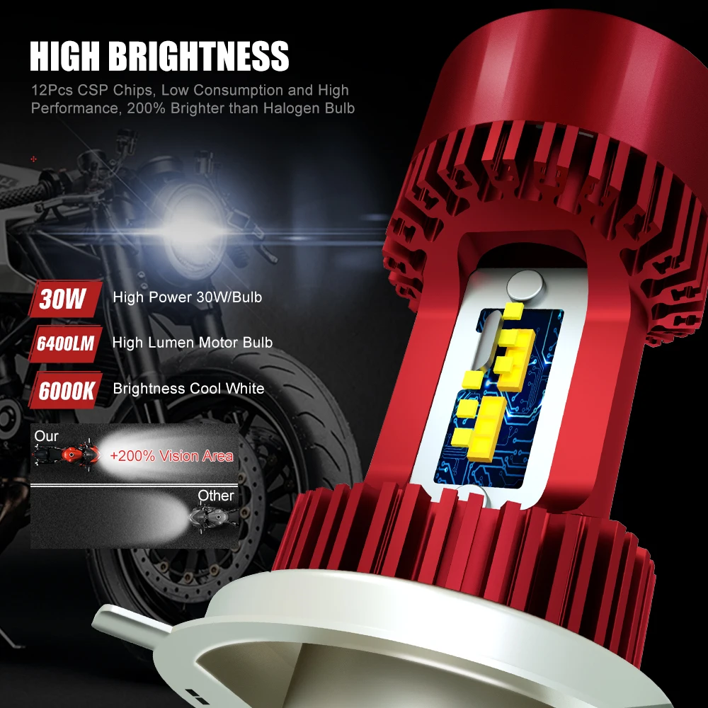 Car Rover H4 LED Moto LED Light 6000K 3200Lm Motorcycle Headlights