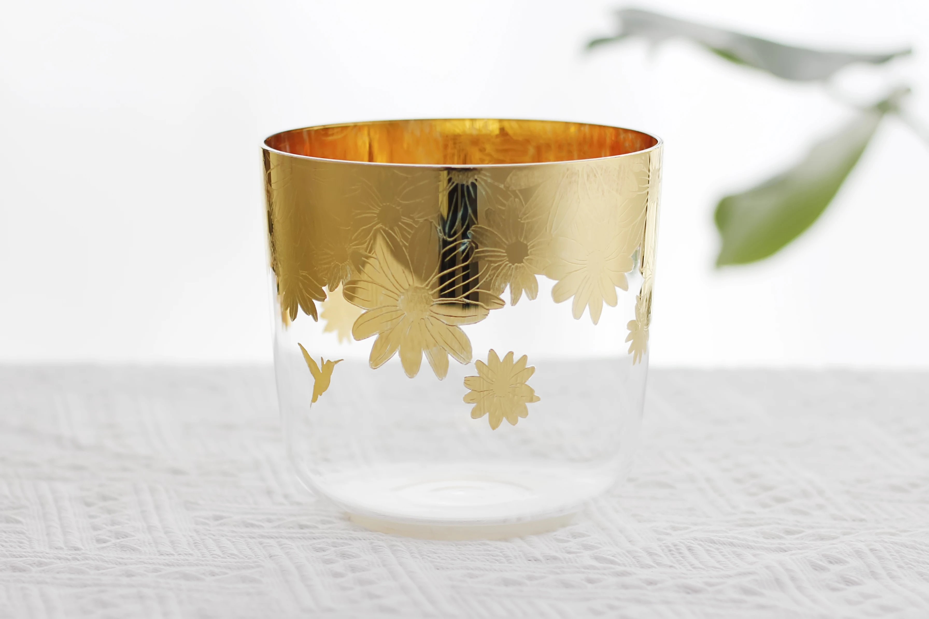 Quartz Crystal Singing Bowls With Design And Pattern Outline In Pure