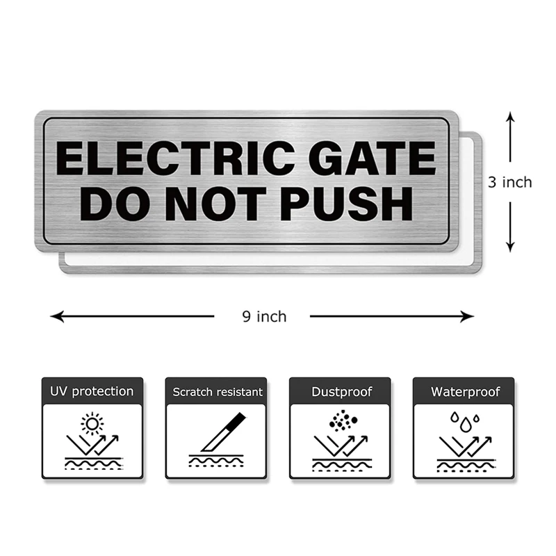 Aluminum Self Adhesive Electric Gate Do Not Push Sign Waterproof Notice