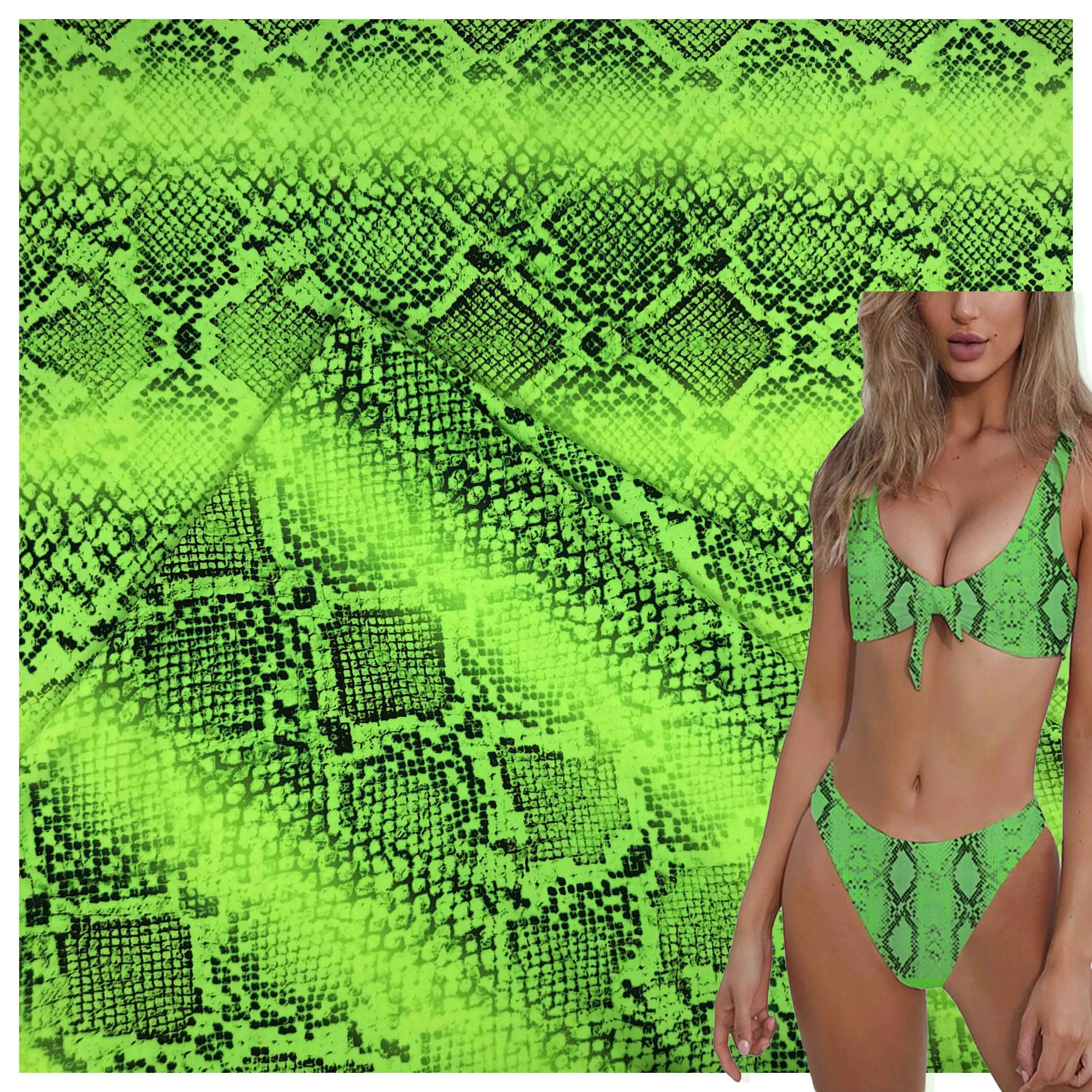 Way Stretch Snake Printed Spandex Fabric for String Bikini ODM