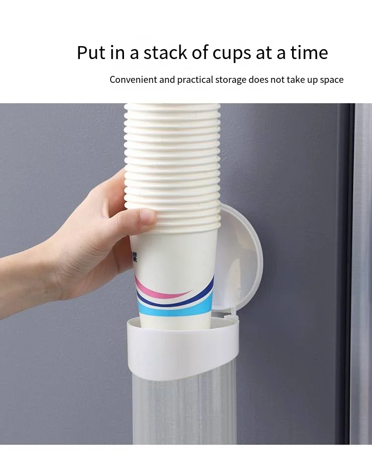 Household disposable cup holder punch-free wall-mounted cup holder Convenient dust-proof automatic cup extractor details