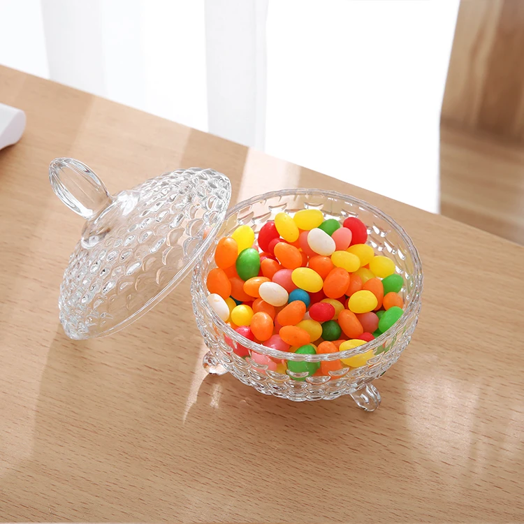 2022 Großhandel Kristall Klares Glas Zucker Glas Zucker Glas Schüssel Candy Gläser Mit Deckel