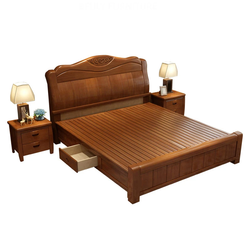 Custom Solid Wood Double Bed Storage Bed King Bed Bedroom Furniture Buy 1.5m Solid Wood Double