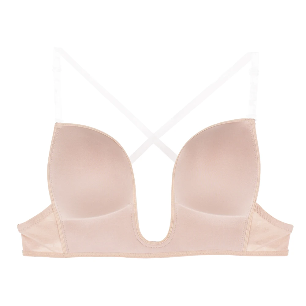XB095 Convertible Revealling Cross Back Comfortable Plunge  Bra for Deep V Dress