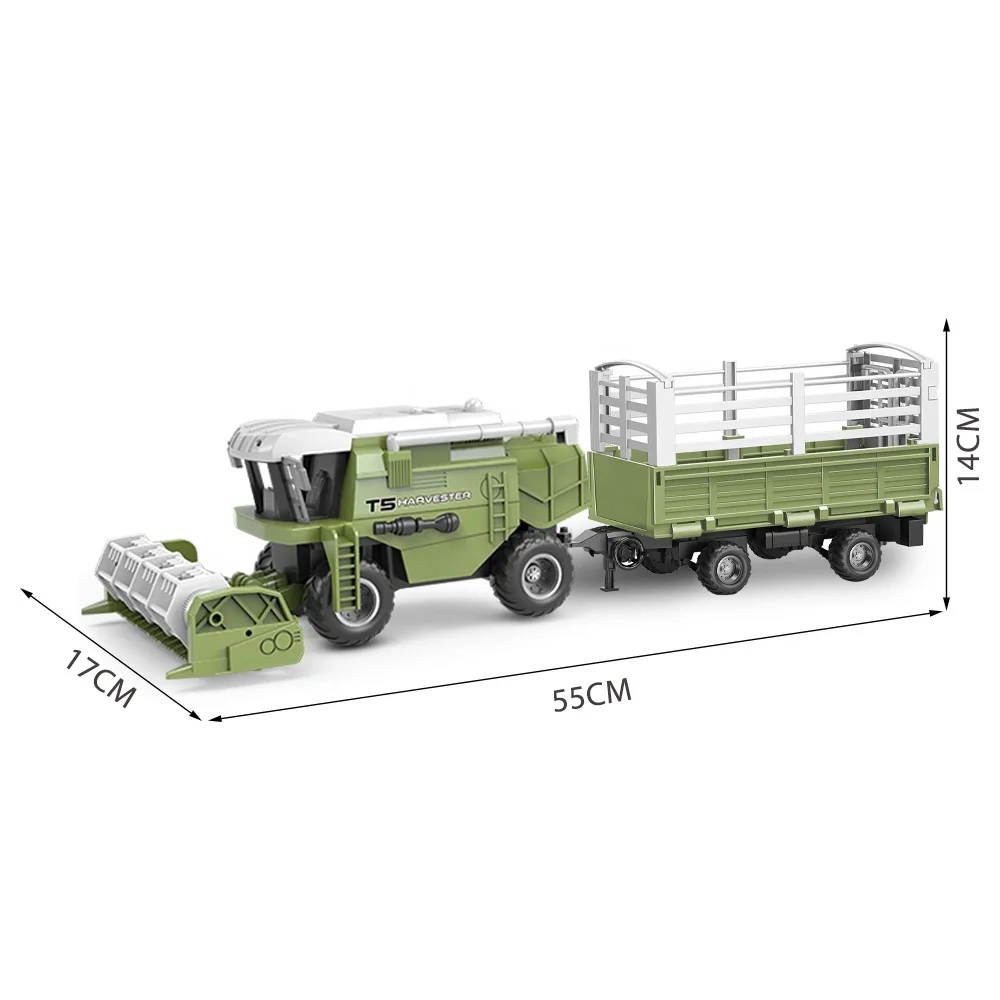 27mhz 4 Channels Remote Control Farming RC Tractor Toy with Harvester and Animal Easy to Install RC Tractor Trailer