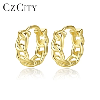 CZCITY New 2021Cuban Chain Women Twist Korean Gold Summer Plated Earing Sterling Silver Hoop Earring