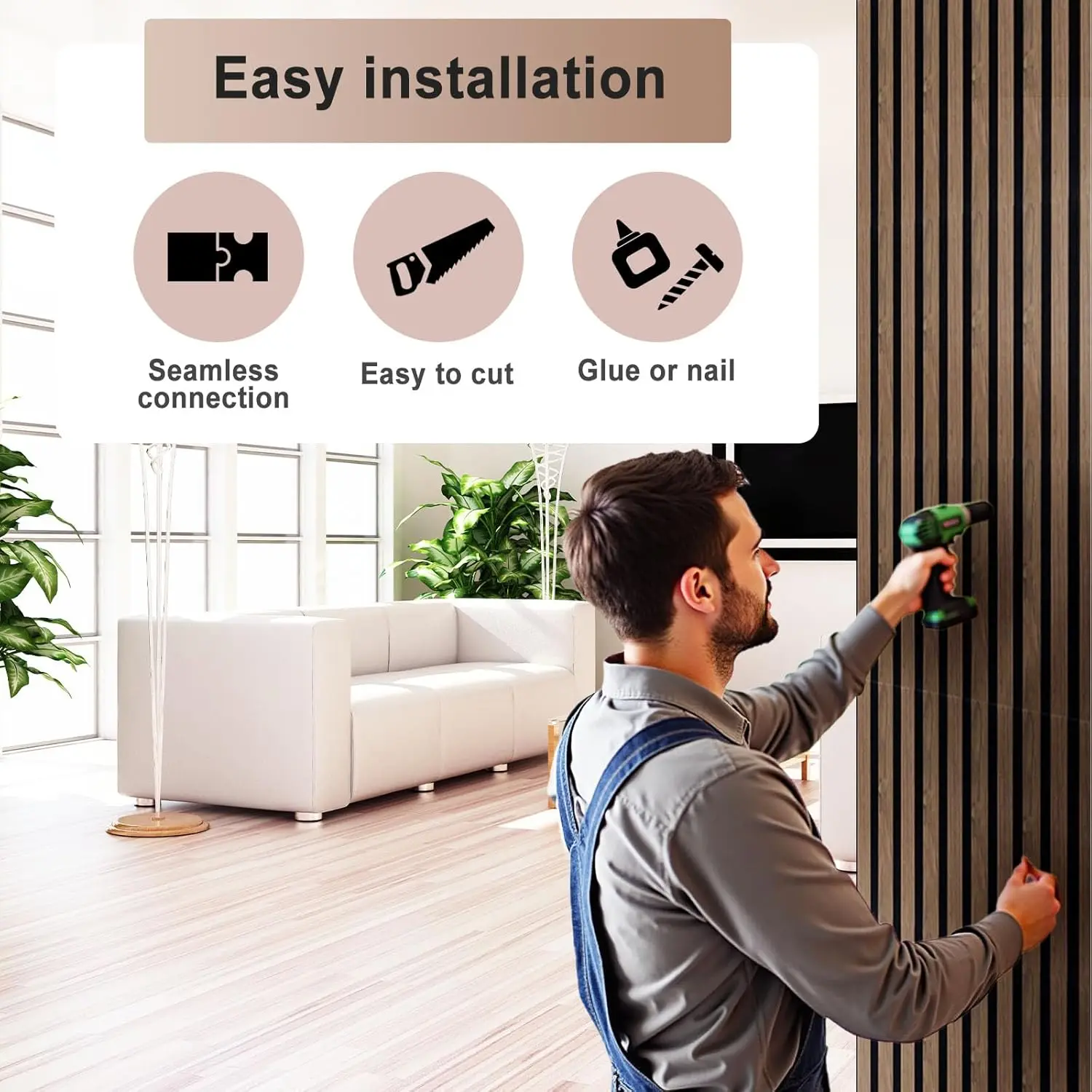 Modern Classic Oak Akupanel 60*60cm Square Wood Slat Wall Cladding Panel Factory Supply for Interior Decorative Acoustic Walls factory