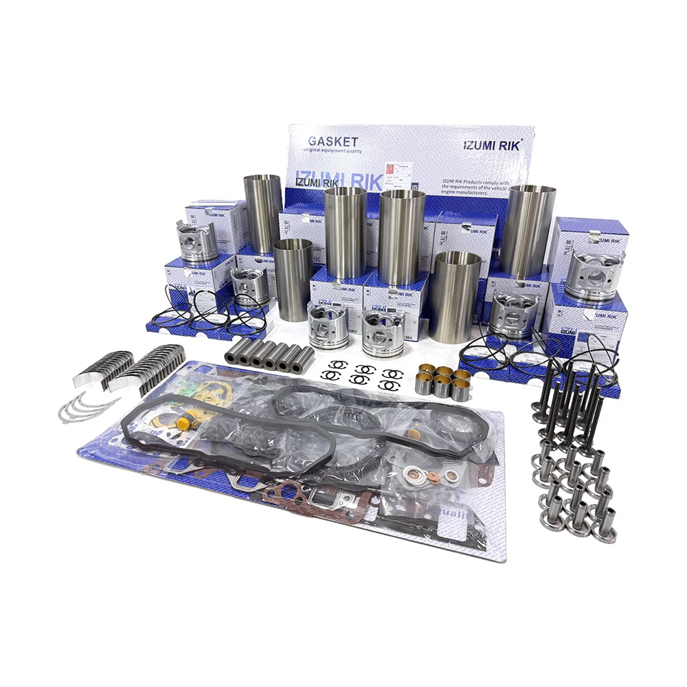 IZUMI RIK E120, 6BB1 طقم إصلاح شامل مع طقم حشوات، كراسي التحميل الرئيسية وكراسي ذراع التوصيل مع حلقات الدفع، دليل ومقعد الصمام لمحركات Isuzu