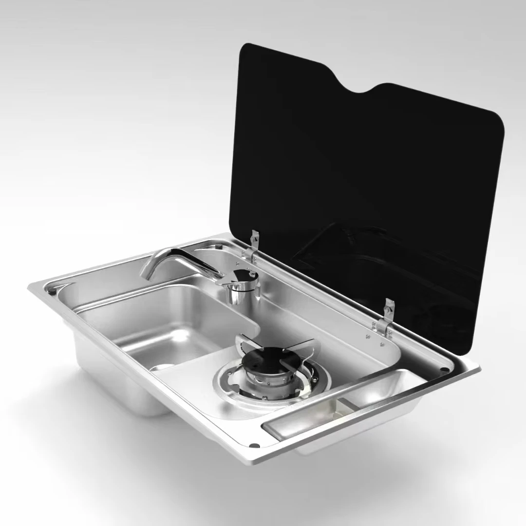 RVキャンピングカー用黒色304ステンレス製キッチンシンク一体型