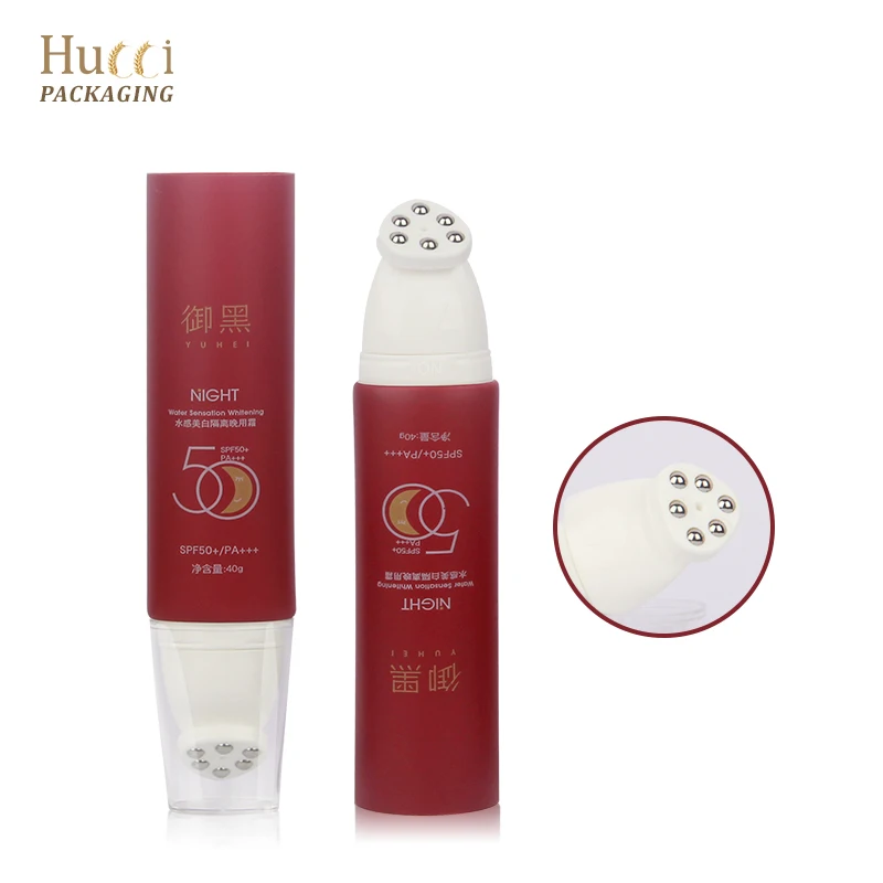 Massage Cream Tube 30ml 50ml Empty Squeeze Stainless Roller Cosmetic Packaging Tube for Lotion Serum Oil Oval Plastic Tube