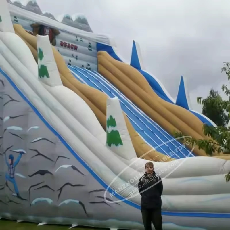Outdoor Inflatable Castle with Dry Slide Snow Tubes Tobogan Bouncer Park Toy-Fun Sleds and Tubes for Kids