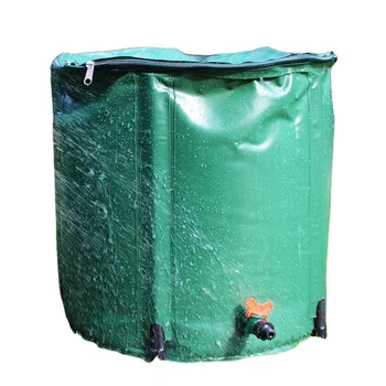 55 Gal Garden Watering Flexible Collapsible Rain Barrel Pvc Rainwater ...