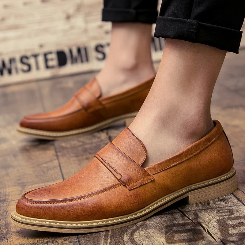 Men's Fashion Casual Leather Shoes British Style Flats