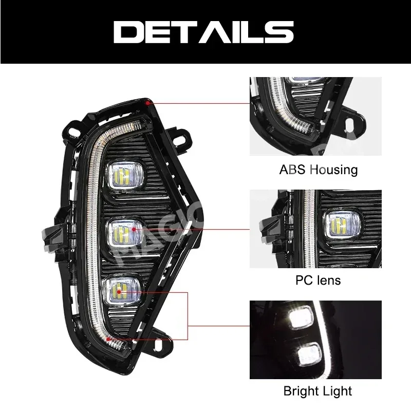 12V LED Fog Lights Daytime Running Lamps DRL White Yellow Turn Signal Lamp for Toyota RAV4 2019-2022 Accessories