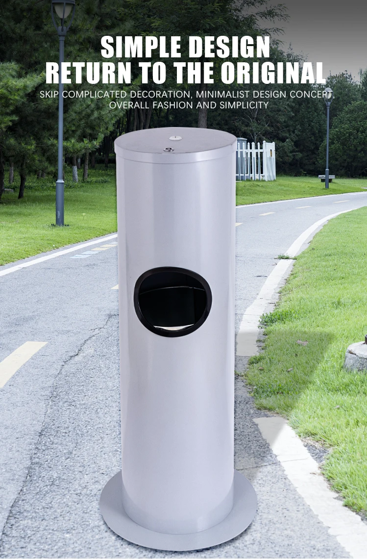 Modern Round Garbage Can with Integrated Tissue Holder Accept Custom Made Trash Bin With Tissue Storage