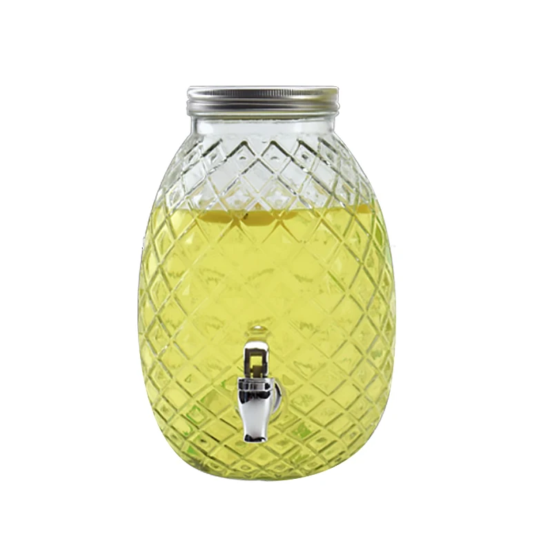 Customized Color Pineapple Shape Glass Beverage Dispenser Cola