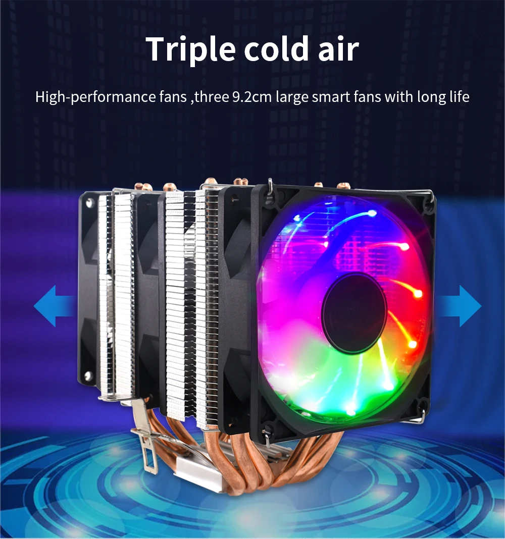 4 Pin PWM RGB Cooling Fan 6 Heat Pipes PC Radiator for Intel LGA 1150 ...