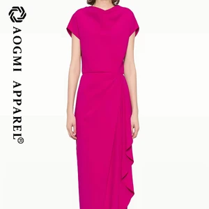 High-End Custom Velvet Fashion Ladies New Professional Ruffled Slim O-Neck Eco-Friendly Bodycon Dress