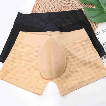 New Fashion Comfortable Non Marking Breathable Hole Material Four Corner Men'S Underwear Butt Padded Panties for Men