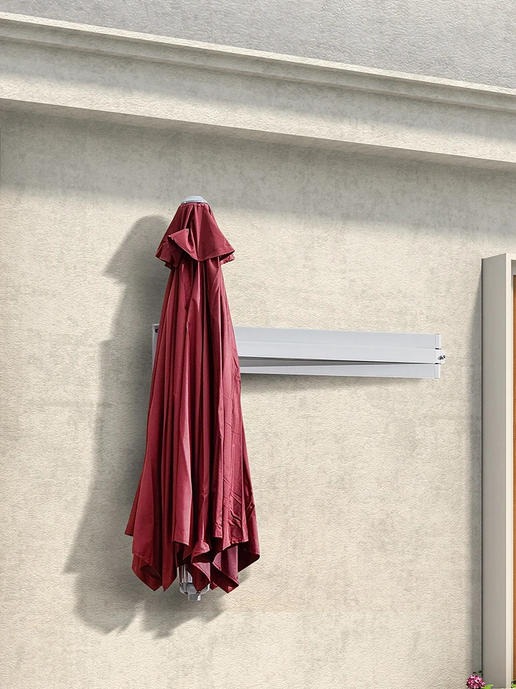 Umbrella with Led Light Extended Wall Mounted Parasol New Sun Shape Design for Patio Retractable Wall-mounted Umbrella